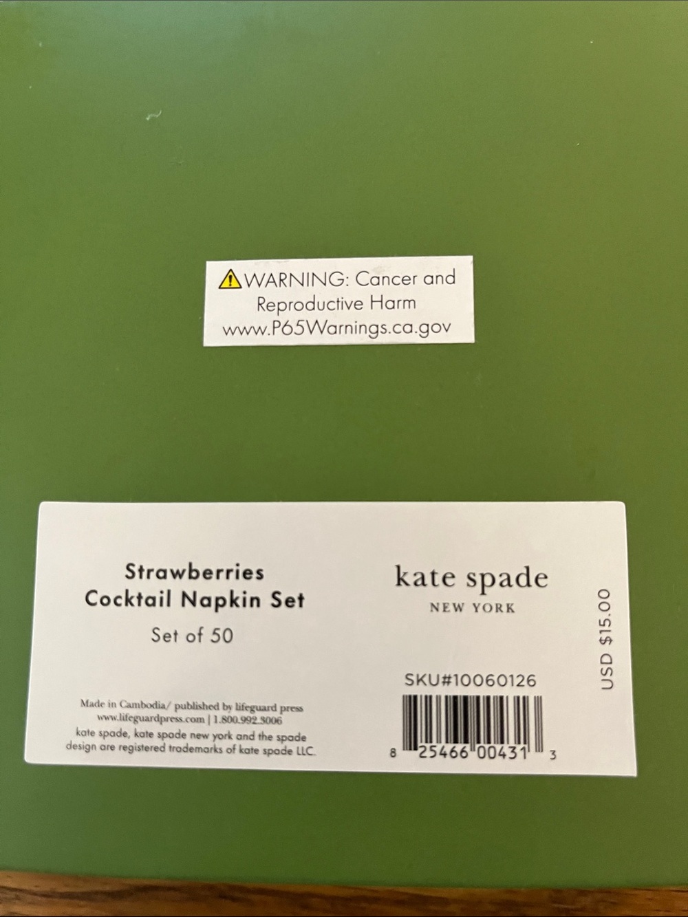kate spade White and Red Strawberry Print Napkin Set - Picture 2 of 2